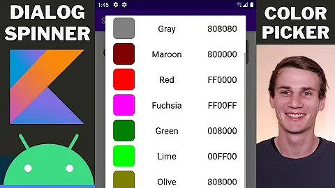 Color Picker Android Studio Kotlin Custom Spinner Tutorial