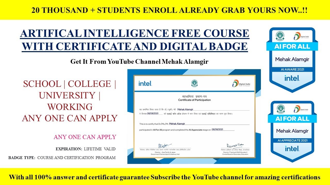 Artificial Intelligence Course With Certificate Intel Digital India Artificial Intelligence Course With Certificate Intel Digital India