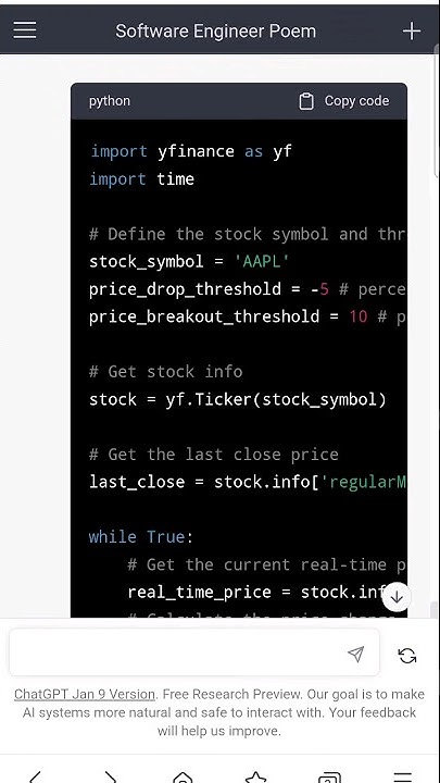 Python Real Time STOCK price Breakout and drop Alert #pythonprogramming ...