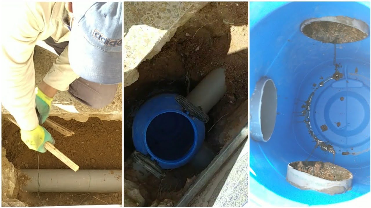 قص انبوب الصرف الصحي وتركيب غرفة التفتيش (روقار)