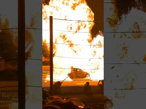 Exploding car at “Eve of Destruction” at Lebanon Valley Speedway, New York #lebanonvalley