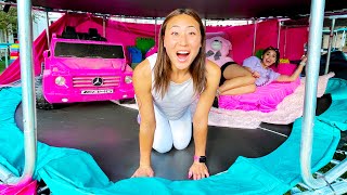 World's BIGGEST GIRLS LOUNGE on a Trampoline Park!!