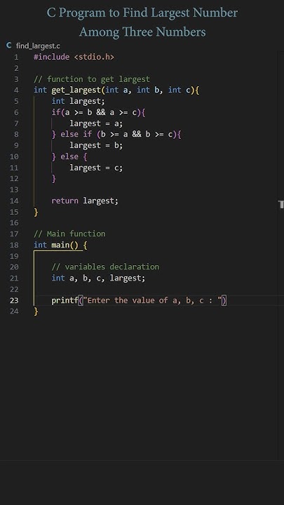C Program to Find Largest Number Among Three Numbers #cprogramming ...