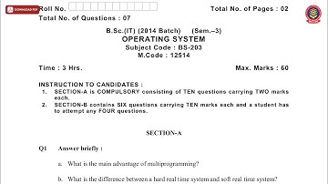 BSC 3RD SEM IT OPERATING SYSTEM NOV 2019 | PTU