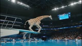 Giraffe Jump in Pool