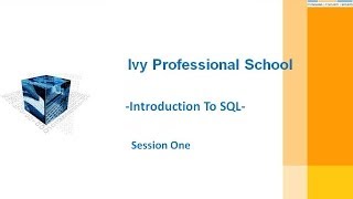 Webinar on Introduction to SQL -Part One