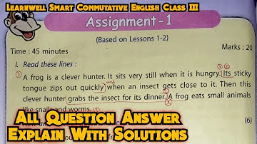 Assignment 1 Class 3 Solutions | Learnwell Smart Commutative English Class 3 All Question Answers