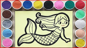 TÔ MÀU TRANH CÁT NÀNG TIÊN CÁ MẮT TO TRÒN - Mermaid sand painting lovely (Chim Xinh)
