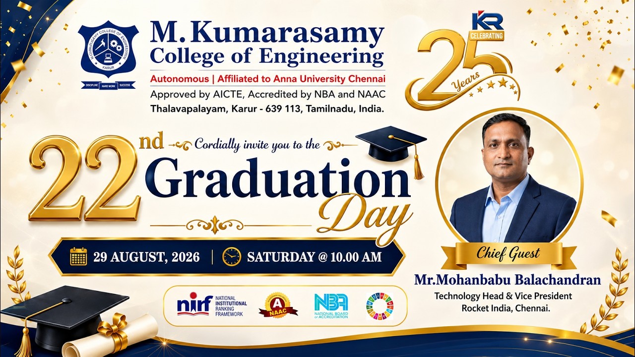 #Live: M.Kumarasamy College of Engineering, Karur | 22nd Graduation Day | 29 August 2026