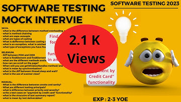 Software Testing Mock Interview | Skills: Java + Selenium + Test NG + Manual | Software Testing Zone