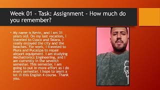 Week 01 - Task: Assignment - How much do you remember? INGLES IV