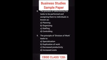 CBSE Class 12 Business Studies Sample Paper 2025 | CBSE Board Exam Pattern | Full Question Paper