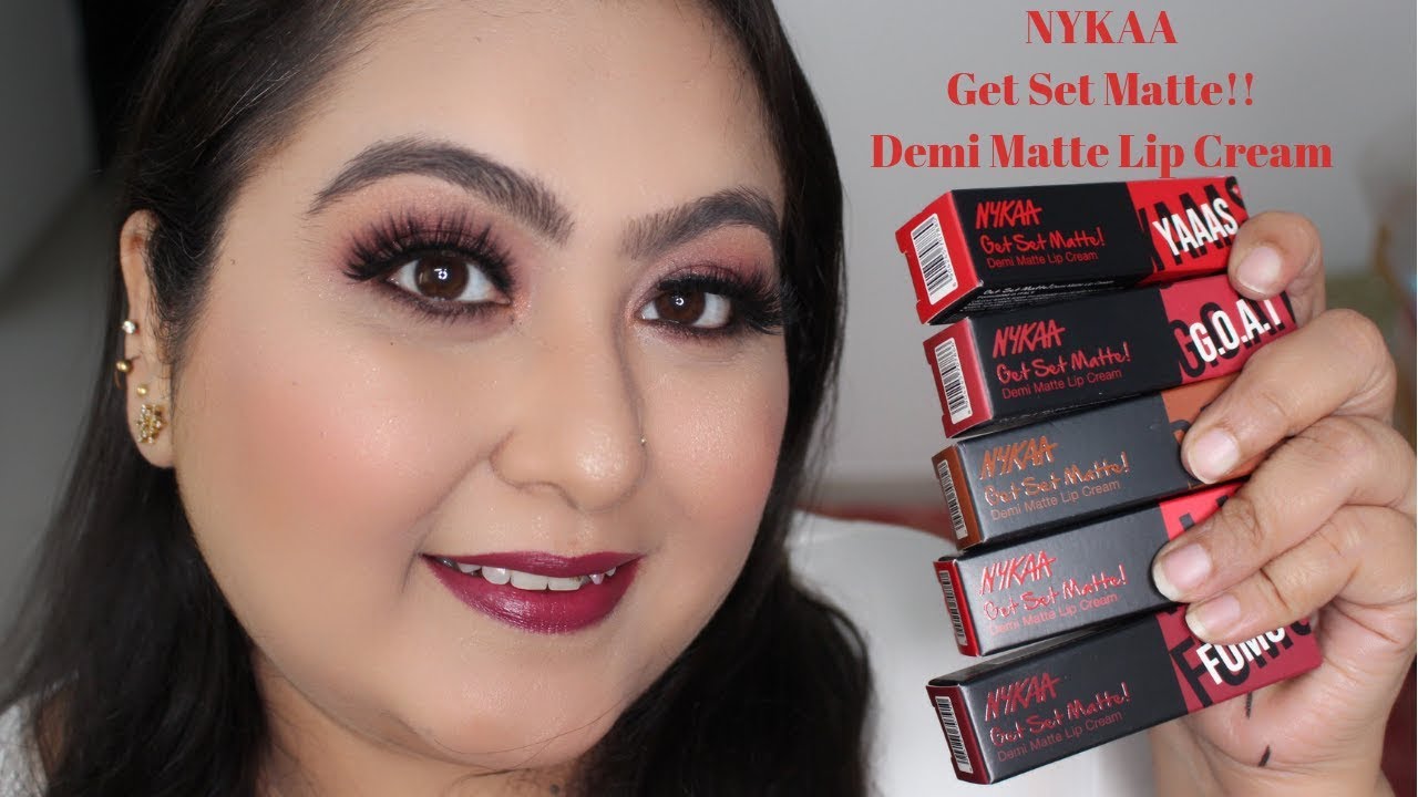 Nykaa Get Set Matte !! Demi Matte Lip Cream Review and Swatches. YouTube