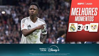 Thumbnail for Com SHOW de VINICIUS JR., REAL MADRID vence o RAYO VALLECANO e ‘cola’ no BARCELONA em LALIGA