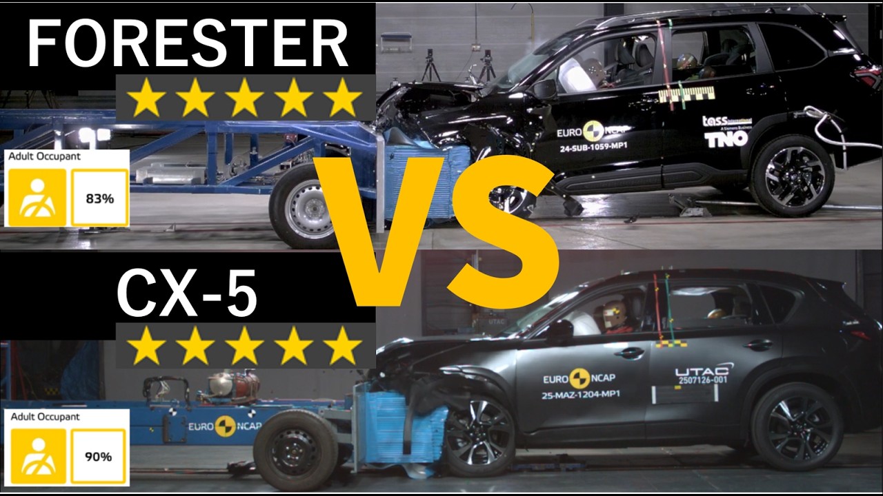 CX 5 vs FORESTER 海外衝突テスト比較 (EURO NCAP) - YouTube