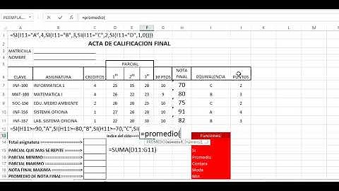 Funciones: Suma, Si, Promedio, moda, max, min, contar y contara