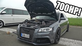 During the race 1000 1/2 mile event in germany, i have filmed this
tuned audi s3 8p by turbo technik sami. thanks to some upgrades,
producing now 700...