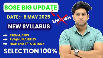 SOSE BIG UPDATE 🔥| NEW SYLLABUS 😱| SELECTION 100% | BY VIVEK SIR