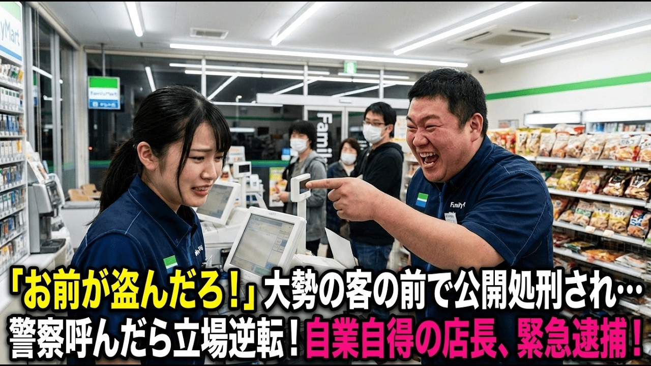 【スカッと】「お前が盗んだんだろ！」バイト先の店長にレジ金不足の犯人にされ、客の目の前で警察を呼ばれた女子大生の私。だが到着した警官に見せた“店内カメラの映像”には…