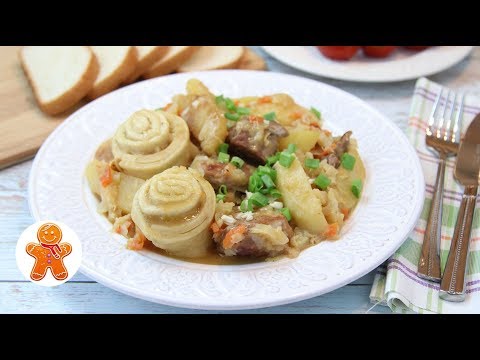 Штрудель с мясом и картошкой и капустой в мультиварке