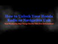 How to Unlock Your Honda Radio or Navigation Unit