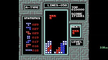 Tetris 100 Lines Level 18 Start (4:23) Speedrun on NES Nintendo #RETRO (1985)