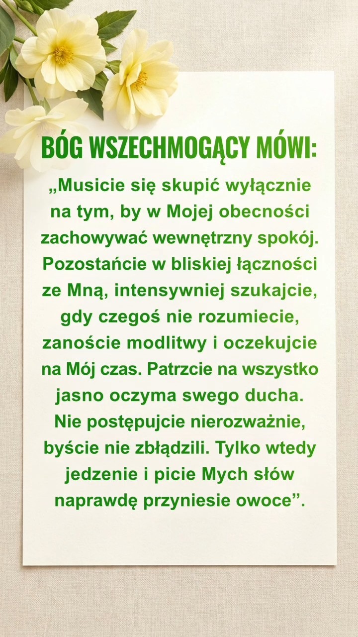 Wycisz się przed obliczem Boga, Czytaj Jego słowa