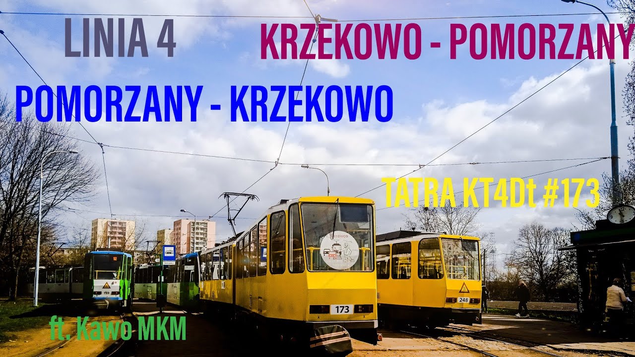 Linia 4 Szczecin Krzekowo - Pomorzany - Krzekowo Tatra KT4Dt #173