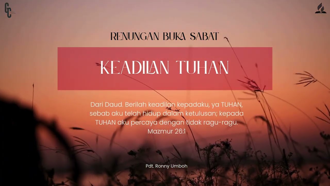 Renungan Buka Sabat | 16 Januari 2026 | Pdt. Ronny Umboh