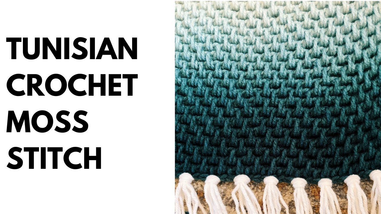 Tunisian Crochet Moss Stitch Tutorial #tunisiancrochet #crochet #crochettutorial
