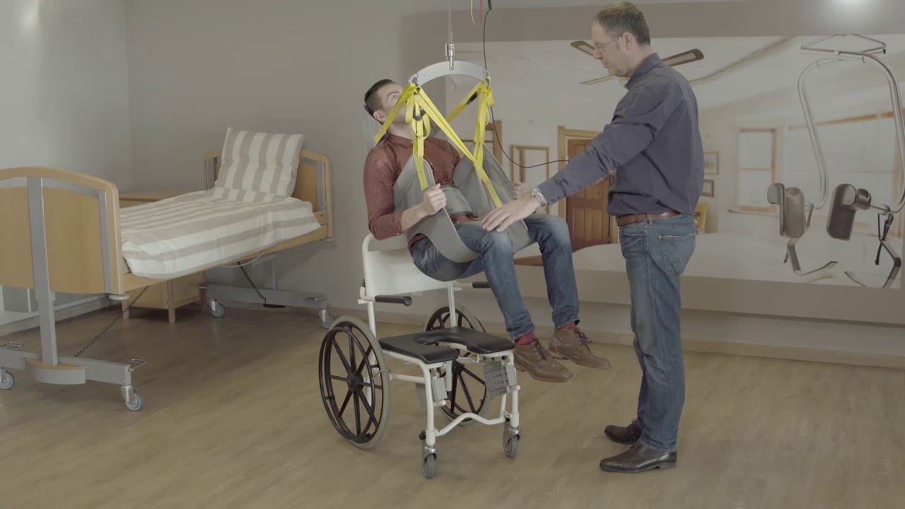 HandiMove using the toilethygiene sling with head support YouTube