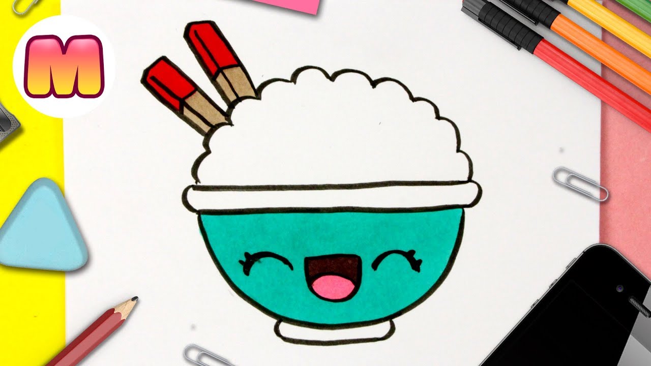 COMO DIBUJAR ARROZ KAWAII - dibujos kawaii faciles - Aprender a dibujar  comida kawaii - thptnganamst.edu.vn