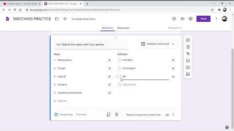 How to make matching questions on google form