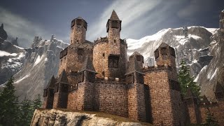 CONAN EXILES building - mountain castle PEOPLE OF THE DRAGON DLC [timelapse]