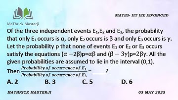 Of the three independent events E1, E2 and E3, the probability that only E1 occurs is| JEE Advanced