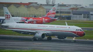 TAP Air Portugal retro livery Airbus A321-200 taking off from Lisbon Airport LPPT