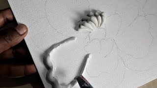 Try this interesting idea/Relief painting/wallputty crafts/cone work/flower diy ideas
