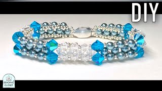 Simple and stunning 2 way beaded bracelet pearls and/or crystals - you choose