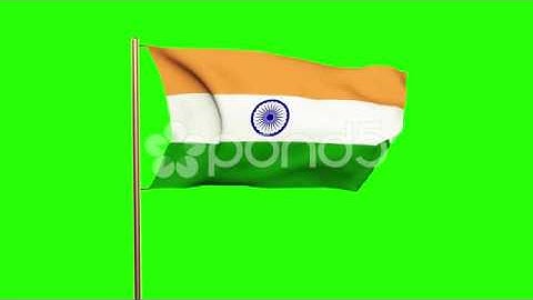 India Flag Waving In The Wind. Green Screen, Alpha Matte. Loopable