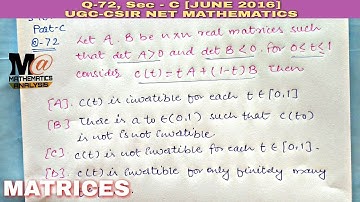 QUE - 72 || SEC - C || solutions of June 2016 || UGC-CSIR NET MATHEMATICS