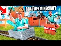 Real Life MINECRAFT Safe House BOX FORT! Base Defence, Traps TNT & More!
