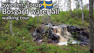 Waterfalls, ruins and almost falling down a rocky hillside, walk at Bosgårdsfallet in Torup, Sweden