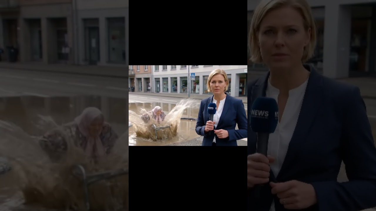 Kaputte Straßen nach Starkregen in Deutschland 