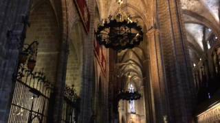 Cathedral of barcelona - interior view 4k