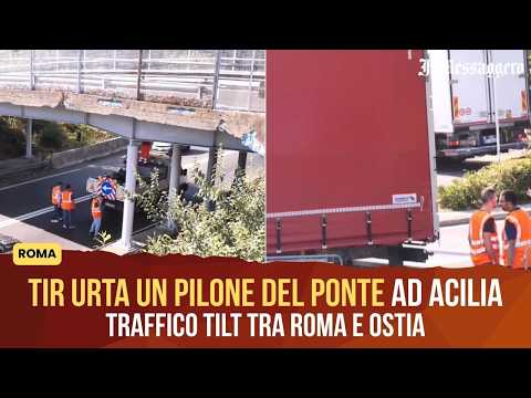 Semi-truck hits bridge pillar in Acilia: traffic gridlock between Rome and Ostia
