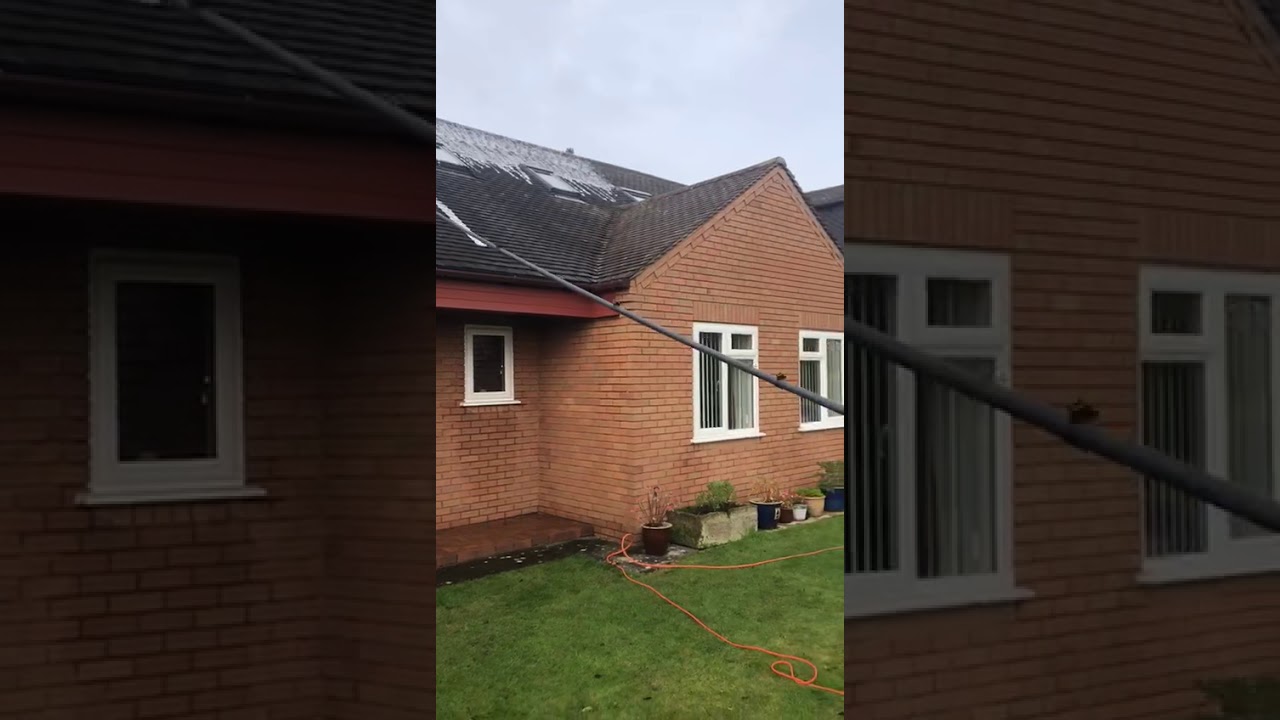 Soft wash treatment of a house roof. - YouTube