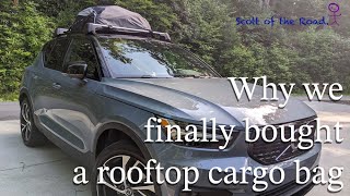 Thule Interstate Rooftop Cargo Bag.  Why we finally bought one for road trips