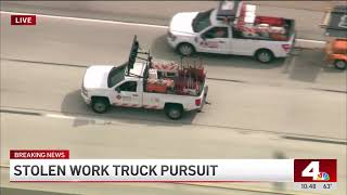 Live: LA work truck chase