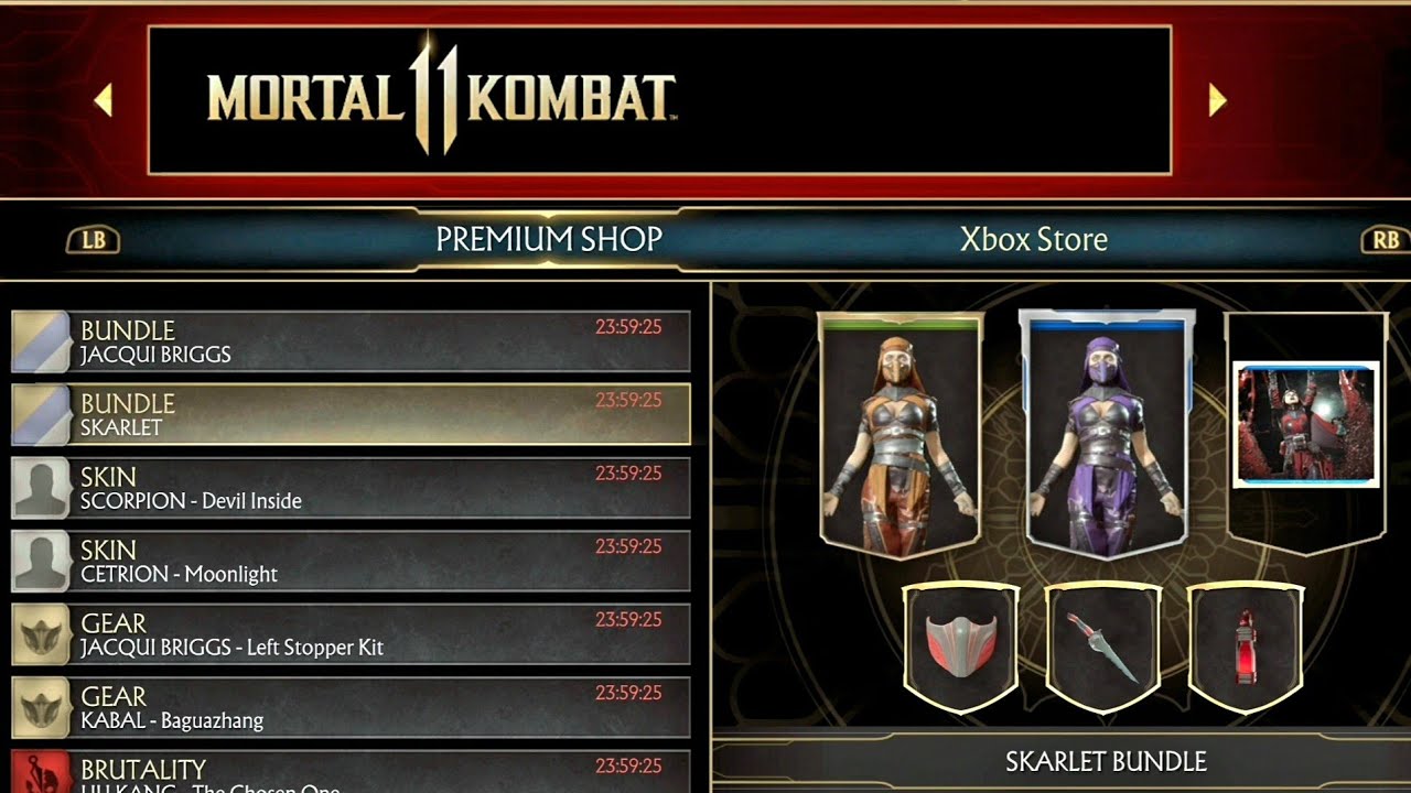 MK11 Premium Shop 4/23/22, skins, gear, etc (Skarlet Jacqui Briggs