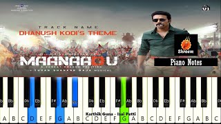 Dhanush Kodi's Theme | Piano Notes | Maanadu Villan BGM | Yuvan | Shreem